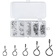 Alwonder 150-Pack Fly Fishing Snaps Twist Clips, 3/5 Sizes Stainless Steel Quick Change Lure Snaps No Knot Clip Quick Snap Fast Snap Lure Connector for Jigs Lures Fishing Clips Swivels Terminal Tackle