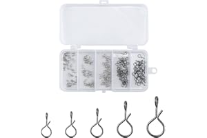 Alwonder 150-Pack Fly Fishing Snaps Twist Clips, 3/5 Sizes Stainless Steel Quick Change Lure Snaps No Knot Clip Quick Snap Fast Snap Lure Connector for Jigs Lures Fishing Clips Swivels Terminal Tackle