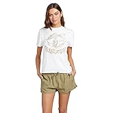 Volcom Womens Lock It Up Short Sleeve Tee – Crew Neck T-Shirt with Striped Neck Taping