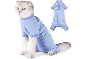 LIANZIMAU Cat Surgical Recovery Suit Professional for Male Female Dog Abdominal Wounds Cone E-Collar Alternative Anti-Licking Pet Surgical Recovery Pajama Suit Soft Fabric Onesie for Cats