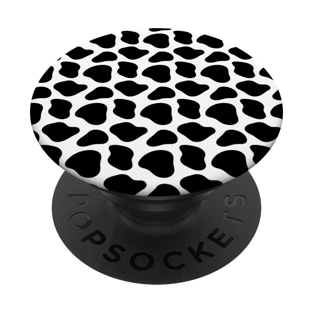 Cow Print Spotted Animal Pattern Black White Girls Women PopSockets Swappable PopGrip