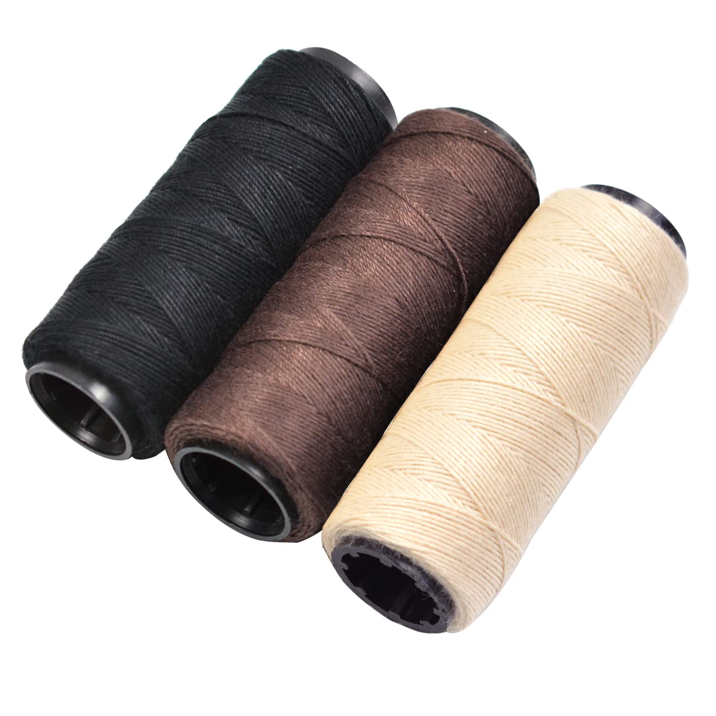 3 Rolls Sewing Threads Weaving Thread for Making Wigs Hand Sewing Hair Weft DIY (Black,Beige,Brown)