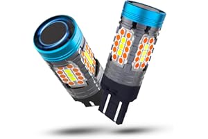 evntyps CANBUS Error Free 7443 Switchback LED Bulbs With Built in Resistor Anti Hyper flash,Dual Color 7444NA 7443A T20 WY21W LED Bulb for Amber Turn Signal Light and White DRL/Parking Light(2pcs)
