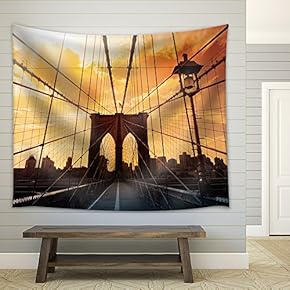 Brooklyn Bridge, New York, USA - Fabric Wall Tapestry Home Decor - 51x60 inches