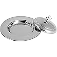 Mayur Exports Communion Ware Holy Stacking Bread Plate With A Lid - Stainless Steel (Mirror/Silver)
