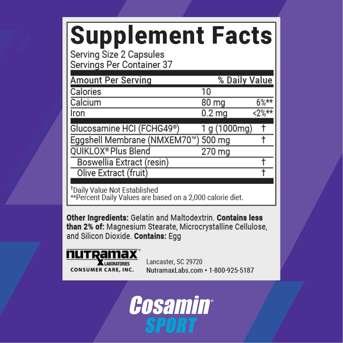 Cosamin Nutramax Sport, Formulated to Improve Joint and Muscle Comfort After Exercise, 74 Capsules