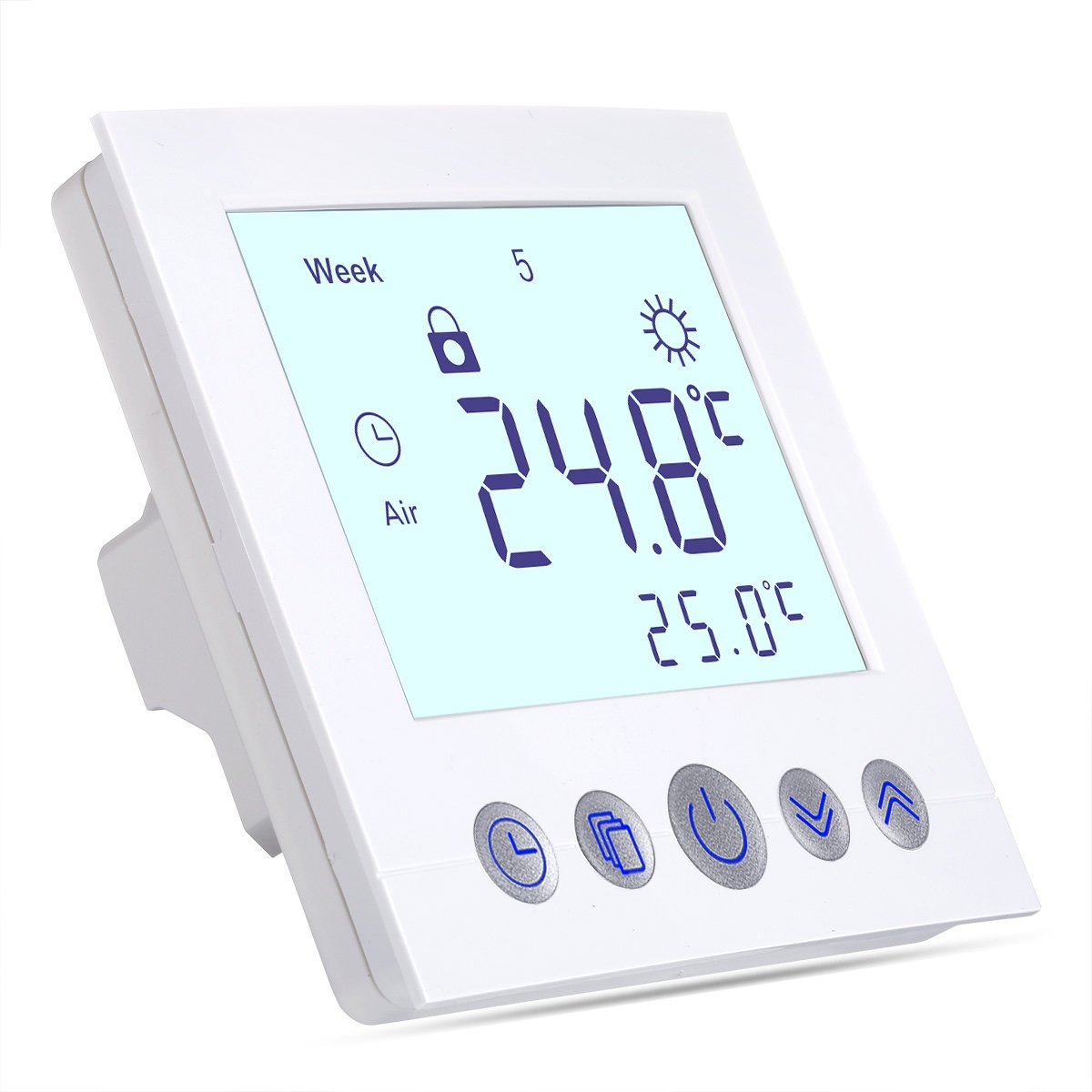 FLOUREON Underfloor Heating Thermostat Central Heating thermostats Room Thermostat 230V 3A Programmable Temperature Controller 5+ 2/6+ 1 / 7days with Large LCD Screen