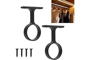 2pcs Middle Mounting Bracket for 1-5/16" Round Closet Rod, Heavy-Duty Round Closet Rod Center Mount Support Ceiling Curtain B