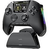 ManbaOne Interactive Screen Wireless Gaming Controller for PC/Switch/Switch 2/iOS/Android,Hall Effect Stick & Trigger,RGB Lighting,Remappable Buttons,1800mAh with Charging Dock (Black)