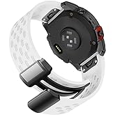 Abanen Silicone Air-holes Sport Watch Bands for Garmin Fenix 8 43mm / epix Pro 42mm / Fenix 7S /6S/5S, Soft Wrist Strap with Fold-over Magnetic Closure for Instinct 2S / Instinct E 40mm