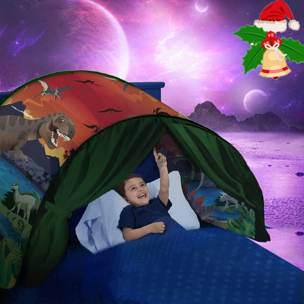 Nicebaby Kids Bed Tents for Boys Girls Pop up Over Bed Tent Foldable Bedroom Game Kids Bunk Sleep Tent Children Birthday (Dinosaur)