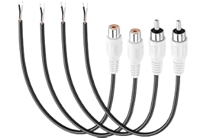 PNGKNYOCN RCA to Pigtail Cable,2 Pack RCA Male Plug and 2 Pack RCA Female to Speaker Bare Wire Cables for Speakers Amplifier 