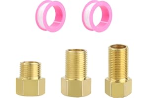 3 Pcs Brass Pipe Extension Fitting, 1/2" Male to Female Adapter Connector 30mm NPT Threaded 40/50mm NPS Threaded Shower Tub S