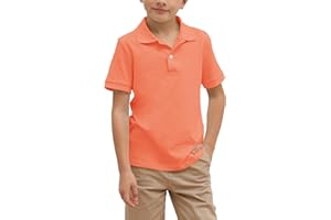 SIMTUOR Boys' School Uniform Short Sleeve Polo Shirt, Button Closure, Moisture Wicking Stretch Sport Shirts for Kids and Teens