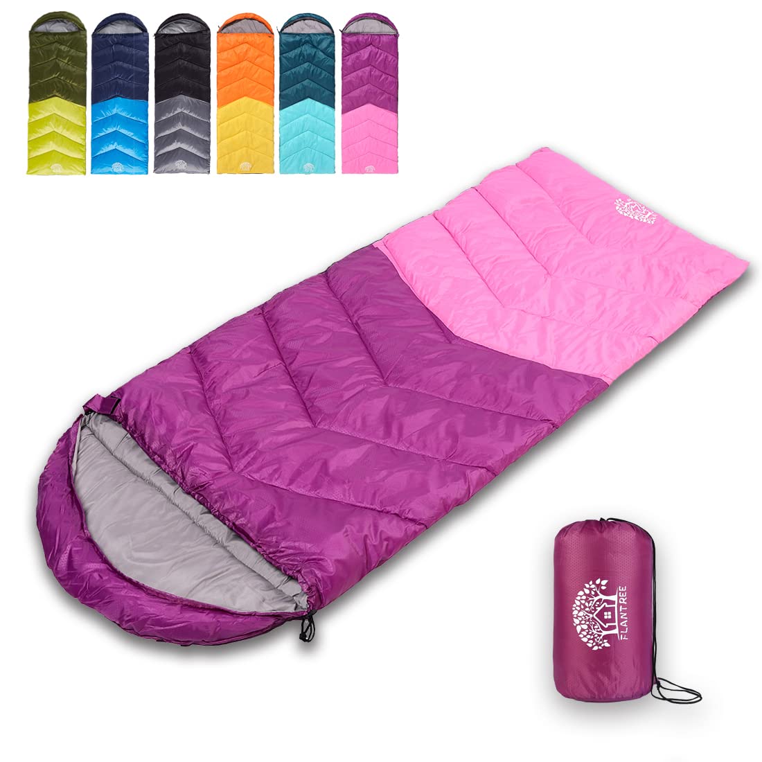 Photo 1 of Flantree Sleeping Bag 4 Seasons Adults & Kids for Camping Hiking Trips Warm Cool Weather,Lightweight and Waterproof with Compression Bag,Indoors Outdoors Activities