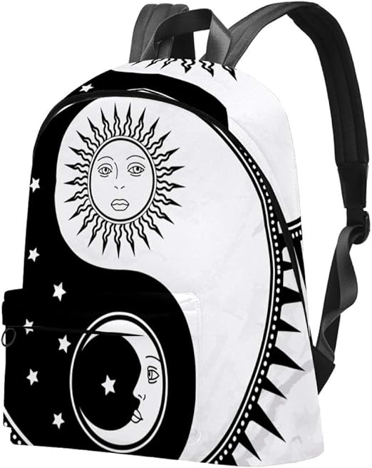 Moon and Stars Tai Chi Backpack for Girls Canvas Waterproof School