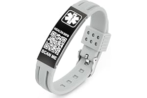 Theluckytag Medical Bracelets for Men Women with QR Code Medical Alert ID Bracelets for Sport Travel - Silicone Waterproof Wristband Fits Wrists Up to 8 inches - More Space Custom Emergency Medical ID Alert Information