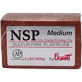 Chavant NSP Medium - 2 Lbs. Professional Oil Based Sulfur Free Sculpting Clay- Brown (2 lb Brick)