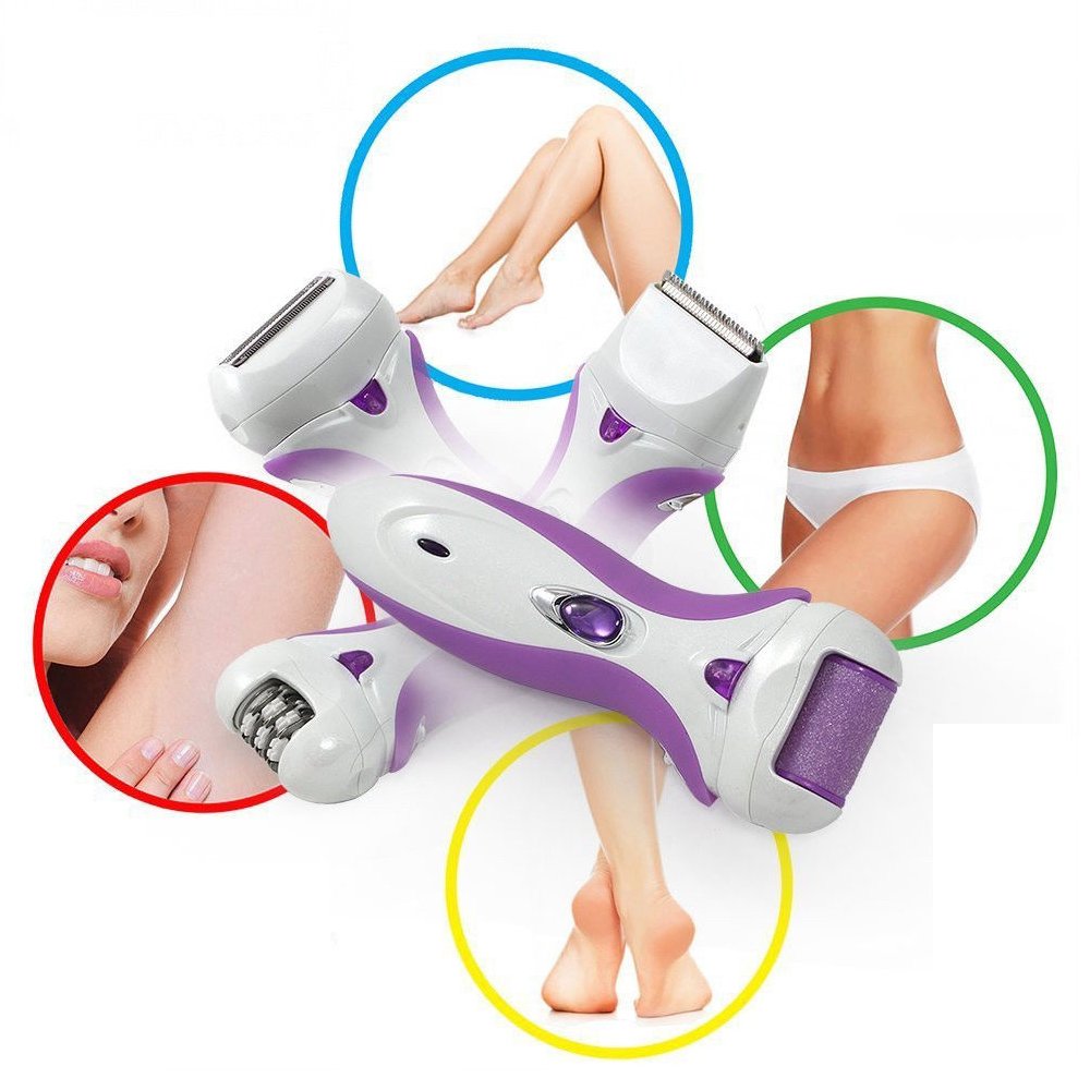 4 in 1 Rechargeable Cordless Ladies Hair Removal Epilator ( Purple