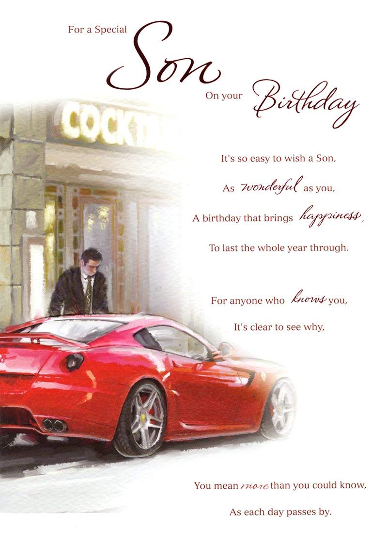 Greeting Card - For a Special Son on your Birthday - Red Sports Car (ICG5008)