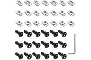 IEUYO M6 T-Nuts with M6x12 & M6x14 Button Head Hex Socket Cap Screws for 3030 Aluminum Profiles - 120 Pcs Kit - 304 Stainless Steel,Hammer Head Black