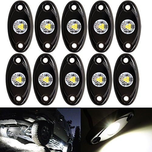 LEDUR LED Rock Lights White 10PCS LED Neon Underglow Light Offroad Compatible with Jeep ATV SUV Truck Boat Underbody Glow Trail Rig Lamp Waterproof (10PCS,White)