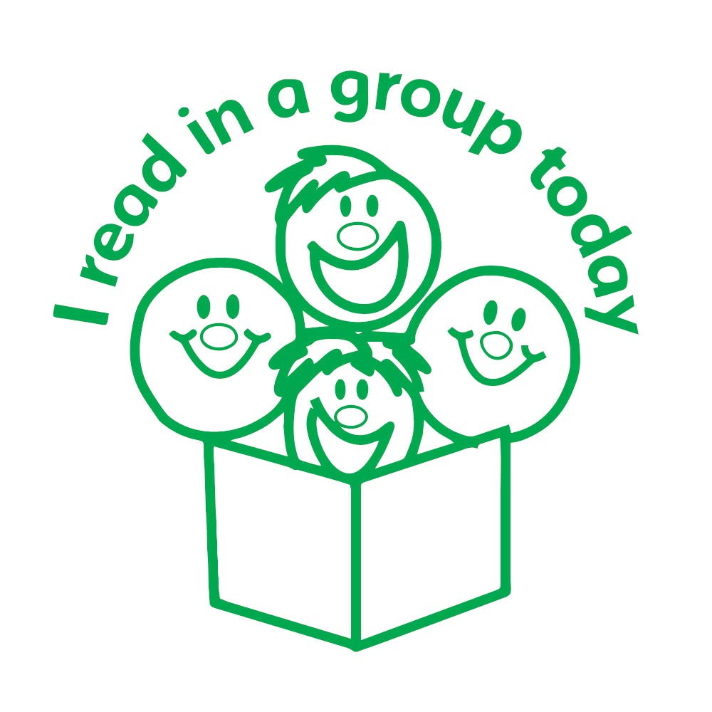 I Read In A Group Today - Smiley Faces Stamper - Green