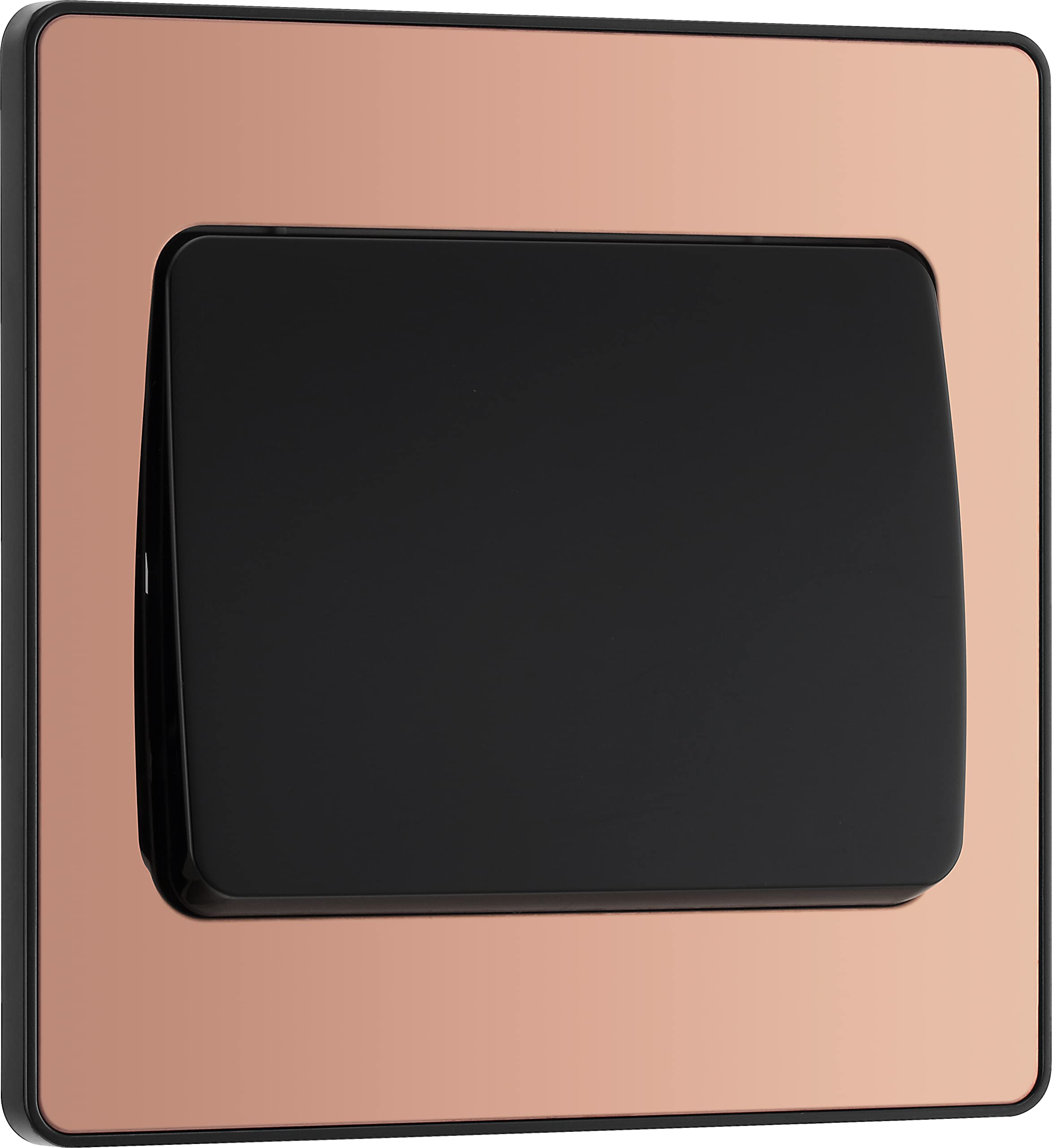 BG Electrical Single Wall Light Switch, Wide Rocker, 2 Way, Screwless Front Plate, Round Edges, Evolve, Polished Copper, 20A, 16AX, PCDCP12WB
