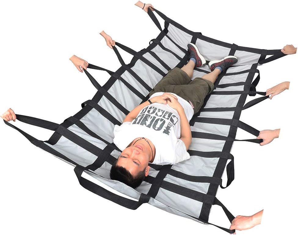 Patient Transfer Blanket with Handles, Heavy Duty Transfer Nylon Sling Belt, Bed