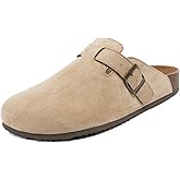 Nautica Men’s Clog Mule Sandals, Slip On Comfort Shoes with Adjustable Buckle, Vegan Suede Upper, Cork Footbed, Arch Support for Everyday Wear