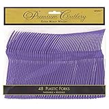 Premium Heavy Weight Plastic Forks | New Purple | Pack of 48 | Party Supply