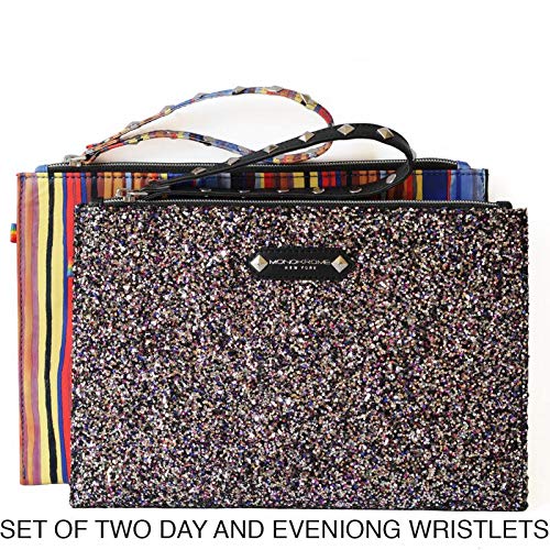 Floral embroidered flat geometric designer pouch purse wristlet clutch for ladies