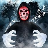 7.7FT Inflatables Grim Reaper, Halloween Giant Scary Blow Up Decoration with Sound Source LED Lights Stakes for Outdoor Yard Lawn Garden Party