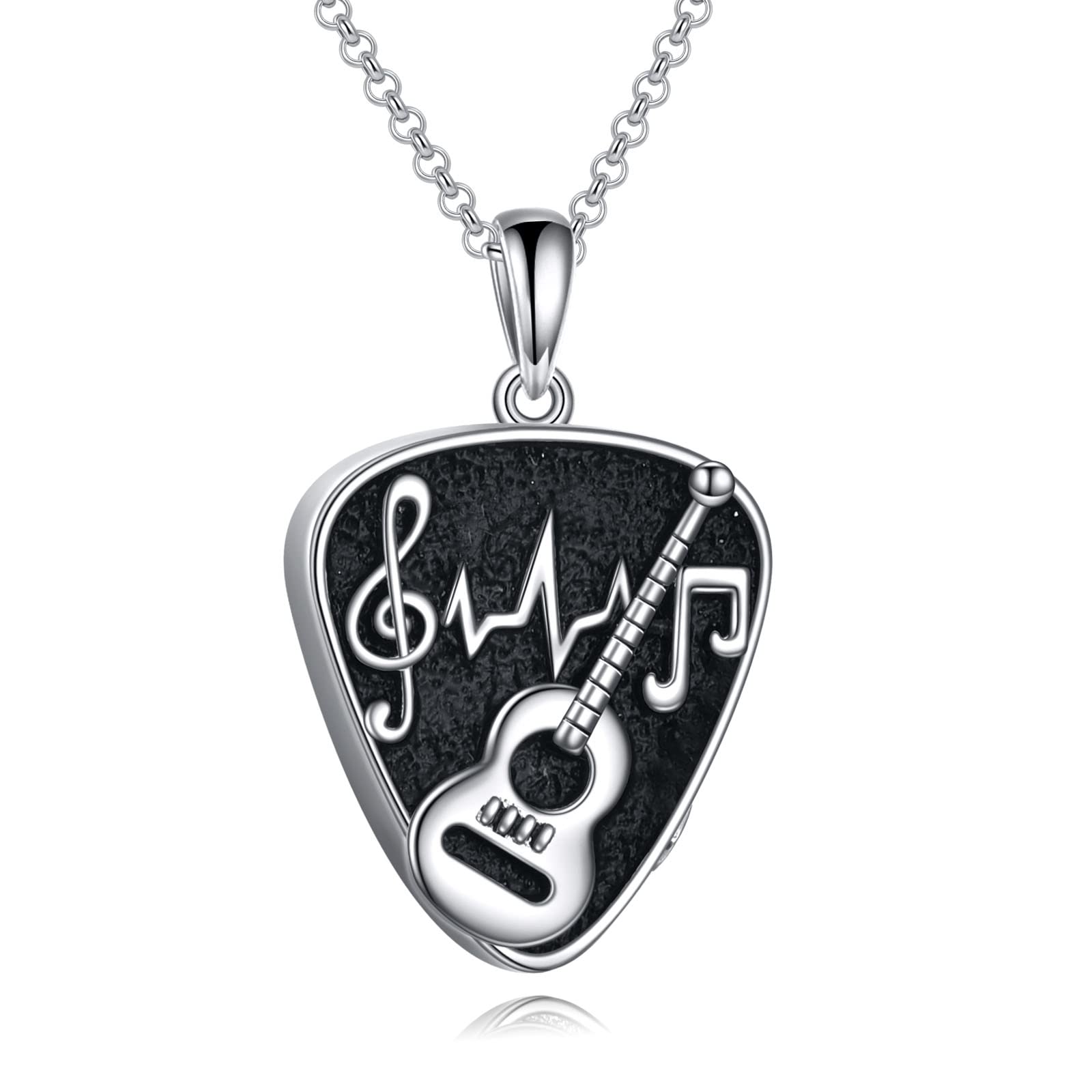 POPLYKE Guitar Pick Urn Necklaces for Ashes Sterling Silver Cremation Urn Necklaces Memorial Keepsake With Filling Tool