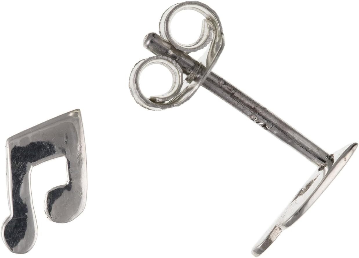 Music Note Stud Earrings / Ear Studs - 925 Sterling Silver - Supplied in Free Gift Box or Gift Bag
