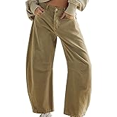 NARURAL Womens Baggy Boyfriend Jeans Vintage Wide Leg Mid Rise Barrel Denim Ankle Pants Cropped Jeans