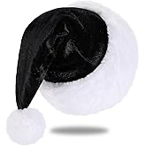 Subyan Santa Hats, Unisex Velvet Christmas Hat for Adults, Extra Thicken Classic Xmas Hat for New Year Festive Party