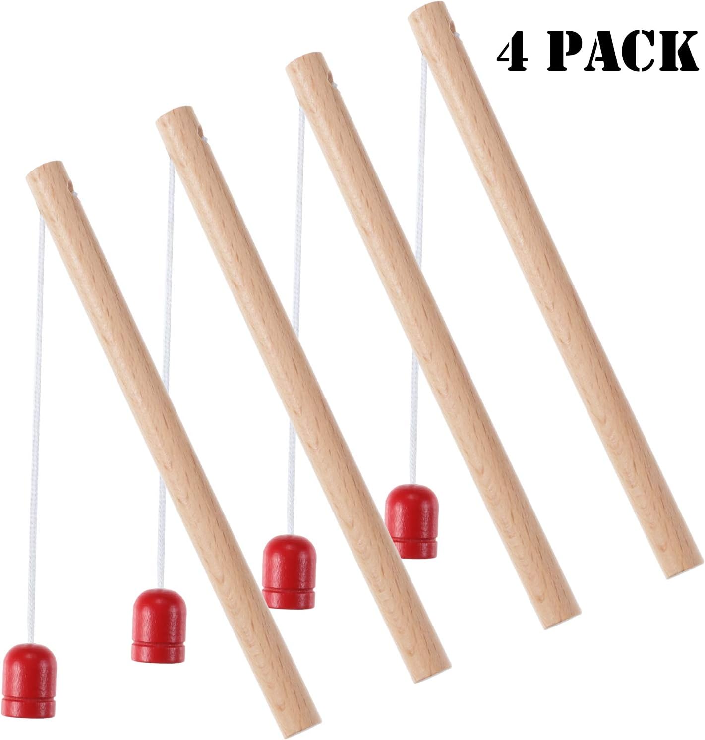 Sumind 4 Pieces Wooden Fishing Poles Poles Fishing Rod