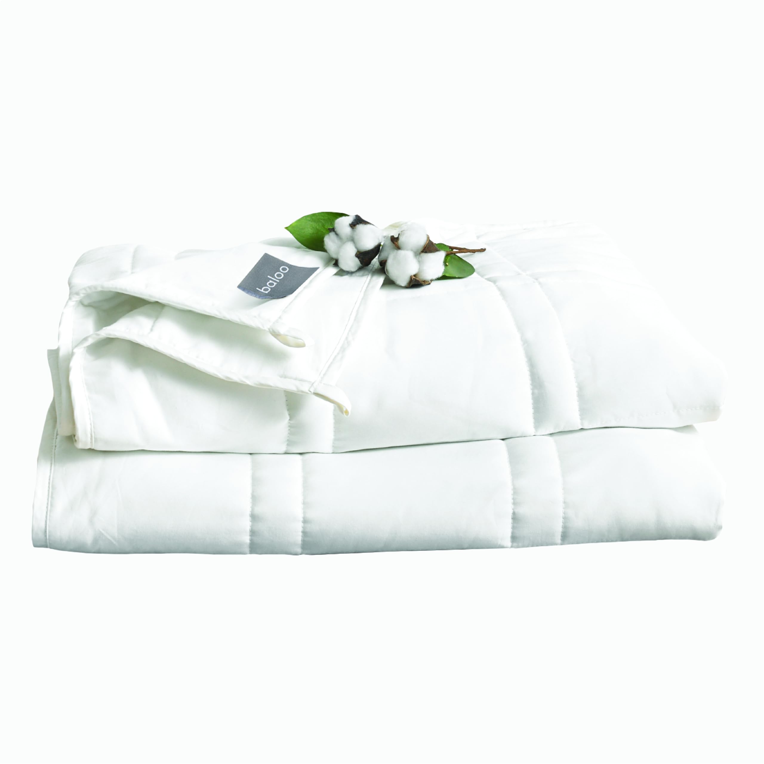 Baloo Soft 11.3kg Weighted Blanket, Comforter Size, Heavy Quilted Cotton in Pebble White, 234x274 cm