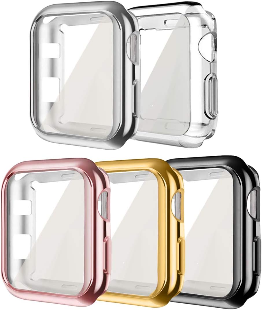 Compatible with Apple iWatch Case 42mm, 5 Pack iWatch hd Clear Ultra-Thin Screen Protector TPU All-Around Full Front Protective Case Cover Compatible for Apple Watch Series 3 Series 2 (5Pack, 42mm)