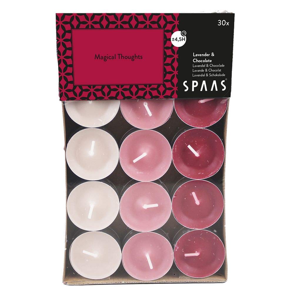 Spaas 30 Scented Tealights Assorted Colours, ± 4.5 Hours, Magical Thoughts — image 1