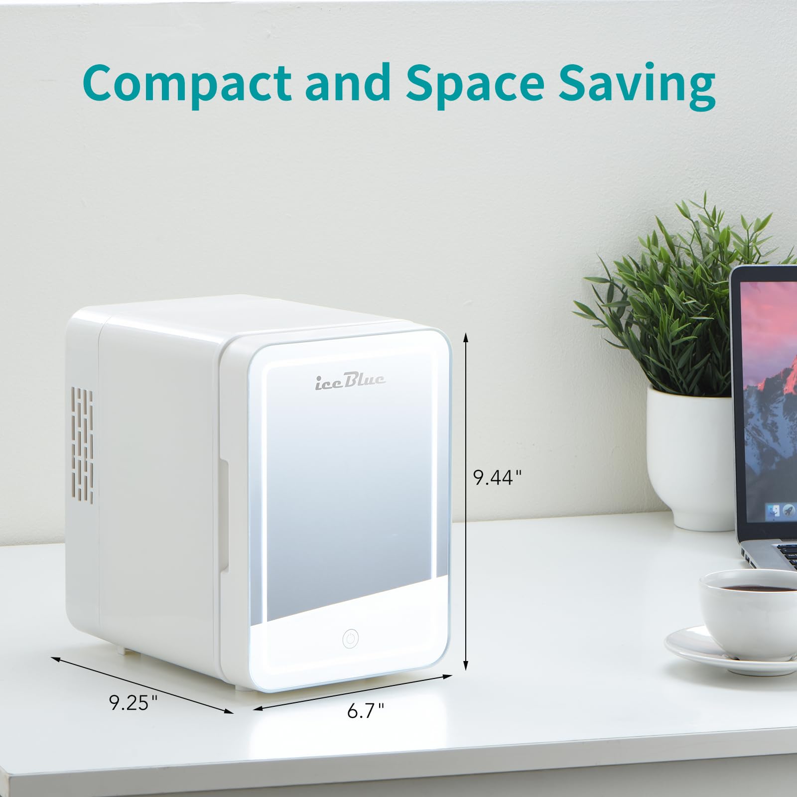 Iceblue Skincare Fridge with Dimmable LED Light Mirror, 4L Compact Small Fridge for Bedroom, Car, Office & Dorm, Mini skincare fridge for Beauty Essentials & Beverages(White) - Image 7