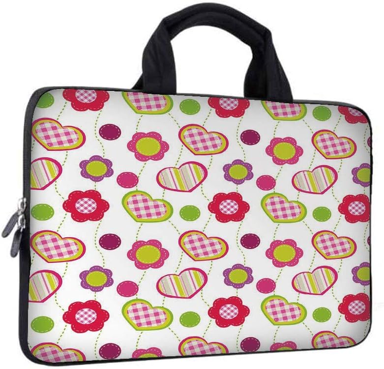 12" Neoprene Laptop Bag,Kids Patchwork Patterned Business Briefcase Compatible with MacBook Air