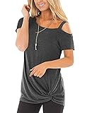 Miselon Women's Cold Shoulder T-Shirt Long Sleeve
