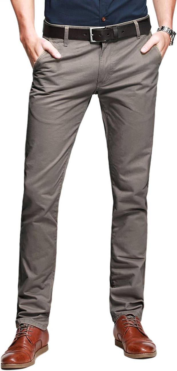 Match Mens Slim Tapered Flat Front Casual Pants