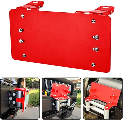 RUGCEL Black License Plate Bracket FlipUp Roller Fairlead