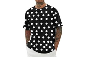 Muscle T Shirts for Men Short Sleeve Polka Dot Tops Loose Fit Crew Neck Tees Beach Vacation Holiday Breathable Shirts