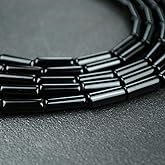 Onyx Tube Cylinder 4x13mm 28pcs Natural Black Agate Semi Precious Gemstone Loose Beads A