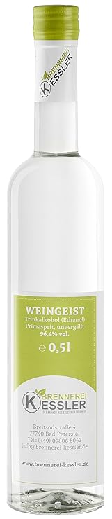 Weingeist Primasprit Ethanol 96,4% - 500ml - Brennerei Kessler