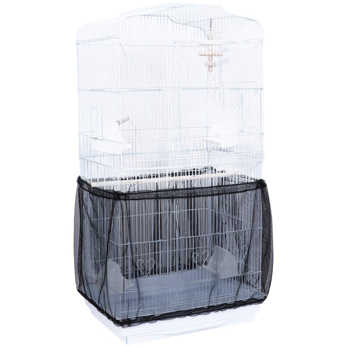 POPETPOP Bird Cage Cover Catcher Birdcage Nylon Mesh Net Cover Skirt Guard (Black)